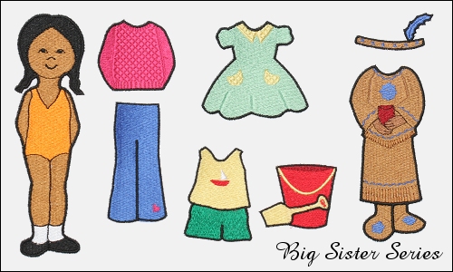 machine embroidery paper dolls